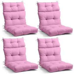 Tufted Outdoor/Indoor High Back Patio Chair Cushions, 4 Pack, 46'' x 22'', Pink Tufted Outdoor/Indoor High Back Patio Chair Cushions, 4 Pack, 46'' x 22'', Pink
