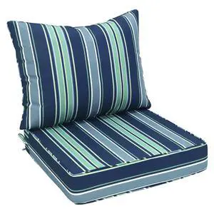 Outdoor Deep Seat Patio Seat Cushion Set, 24 x 24 x 5 inch, 2-Piece Back Chair Cushion, 1 Pack, Seabrook Stripe Outdoor Deep Seat Patio Seat Cushion Set, 24 x 24 x 5 inch, 2-Piece Back Chair Cushion, 1 Pack, Seabrook Stripe