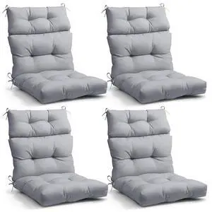 Tufted Outdoor/Indoor High Back Patio Chair Cushions, 4 Pack, 46'' x 22'', Light Gray Tufted Outdoor/Indoor High Back Patio Chair Cushions, 4 Pack, 46'' x 22'', Light Gray