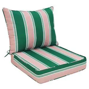 Outdoor Deep Seat Patio Seat Cushion Set, 24 x 24 x 5 inch, 2-Piece Back Chair Cushion, 1 Pack, Rosewood Stripe Outdoor Deep Seat Patio Seat Cushion Set, 24 x 24 x 5 inch, 2-Piece Back Chair Cushion, 1 Pack, Rosewood Stripe