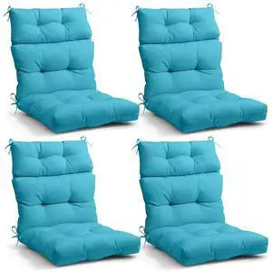 Tufted Outdoor/Indoor High Back Patio Chair Cushions, 4 Pack, 46'' x 22'', Blue Tufted Outdoor/Indoor High Back Patio Chair Cushions, 4 Pack, 46'' x 22'', Blue