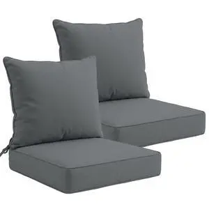 Outdoor Deep Seat Patio Seat Cushion Set, 24 x 24 x 5 inch, 2-Piece Back Chair Cushion, 2 Pack, Gray Outdoor Deep Seat Patio Seat Cushion Set, 24 x 24 x 5 inch, 2-Piece Back Chair Cushion, 2 Pack, Gray