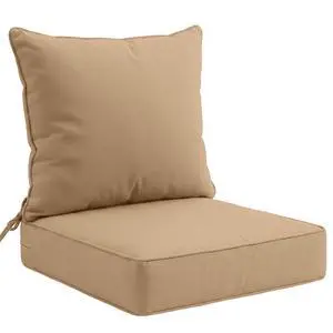 Outdoor Deep Seat Patio Seat Cushion Set, 24 x 24 x 5 inch, 2-Piece Back Chair Cushion, 1 Pack, Khaki Outdoor Deep Seat Patio Seat Cushion Set, 24 x 24 x 5 inch, 2-Piece Back Chair Cushion, 1 Pack, Khaki