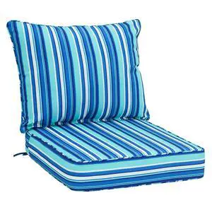 Outdoor Deep Seat Patio Seat Cushion Set, 24 x 24 x 5 inch, 2-Piece Back Chair Cushion, 1 Pack, Blue Stripe Outdoor Deep Seat Patio Seat Cushion Set, 24 x 24 x 5 inch, 2-Piece Back Chair Cushion, 1 Pack, Blue Stripe