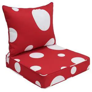 Outdoor Deep Seat Patio Seat Cushion Set, 25 x 25 x 5 inch, 2-Piece Back Chair Cushion, 1 Pack, Red Mushroom Outdoor Deep Seat Patio Seat Cushion Set, 25 x 25 x 5 inch, 2-Piece Back Chair Cushion, 1 Pack, Red Mushroom