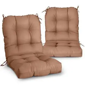 Tufted Outdoor/Indoor Seat/Back Chair Cushions, 2 Pack, 42'' x 21'', Mocha Tufted Outdoor/Indoor Seat/Back Chair Cushions, 2 Pack, 42'' x 21'', Mocha