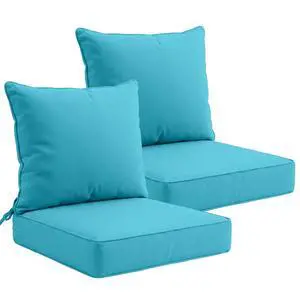 Outdoor Deep Seat Patio Seat Cushion Set, 24 x 24 x 5 inch, 2-Piece Back Chair Cushion, 2 Pack, Blue Outdoor Deep Seat Patio Seat Cushion Set, 24 x 24 x 5 inch, 2-Piece Back Chair Cushion, 2 Pack, Blue