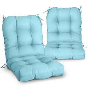 Tufted Outdoor/Indoor Seat/Back Chair Cushions, 2 Pack, 42'' x 21'', Aqua Blue Tufted Outdoor/Indoor Seat/Back Chair Cushions, 2 Pack, 42'' x 21'', Aqua Blue