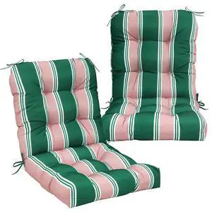 Tufted Outdoor/Indoor Seat/Back Chair Cushions, 2 Pack, 42'' x 21'', Rosewood Stripe Tufted Outdoor/Indoor Seat/Back Chair Cushions, 2 Pack, 42'' x 21'', Rosewood Stripe