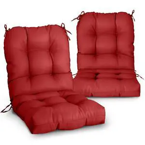 Tufted Outdoor/Indoor Seat/Back Chair Cushions, 2 Pack, 42'' x 21'', Red Tufted Outdoor/Indoor Seat/Back Chair Cushions, 2 Pack, 42'' x 21'', Red