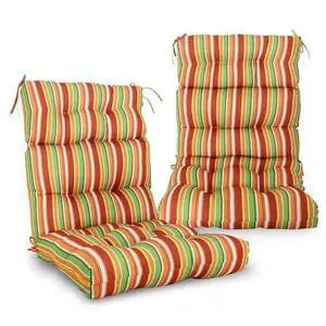 Tufted Outdoor/Indoor High Back Patio Chair Cushions, 2 Pack, 46'' x 22'', Rainbow Tufted Outdoor/Indoor High Back Patio Chair Cushions, 2 Pack, 46'' x 22'', Rainbow