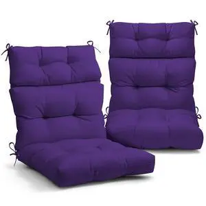 Tufted Outdoor/Indoor High Back Patio Chair Cushions, 2 Pack, 46'' x 22'', Purple Tufted Outdoor/Indoor High Back Patio Chair Cushions, 2 Pack, 46'' x 22'', Purple