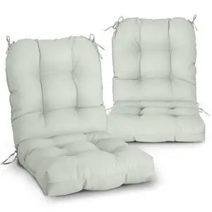 Tufted Outdoor/Indoor Seat/Back Chair Cushions, 2 Pack, 42'' x 21'', Sage Green Tufted Outdoor/Indoor Seat/Back Chair Cushions, 2 Pack, 42'' x 21'', Sage Green