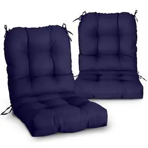 Tufted Outdoor/Indoor Seat/Back Chair Cushions, 2 Pack, 42'' x 21'', Dark Blue Tufted Outdoor/Indoor Seat/Back Chair Cushions, 2 Pack, 42'' x 21'', Dark Blue