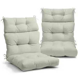 Tufted Outdoor/Indoor High Back Patio Chair Cushions, 2 Pack, 46'' x 22'', Sage Green Tufted Outdoor/Indoor High Back Patio Chair Cushions, 2 Pack, 46'' x 22'', Sage Green