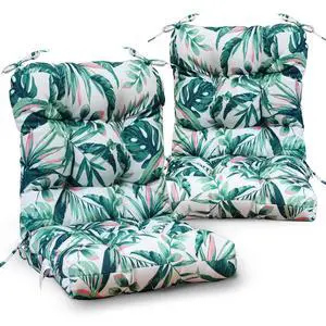 Tufted Outdoor/Indoor Seat/Back Chair Cushions, 2 Pack, 42'' x 21'', Tropic Green Tufted Outdoor/Indoor Seat/Back Chair Cushions, 2 Pack, 42'' x 21'', Tropic Green