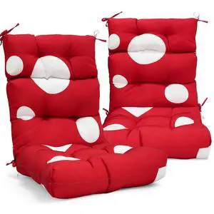 Tufted Outdoor/Indoor High Back Patio Chair Cushions, 2 Pack, 46'' x 22'', Red Mushroom Tufted Outdoor/Indoor High Back Patio Chair Cushions, 2 Pack, 46'' x 22'', Red Mushroom