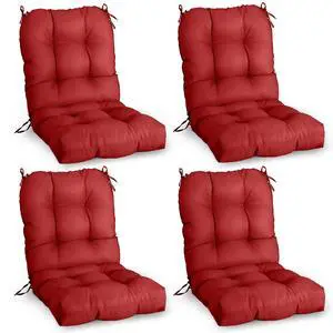 Tufted Outdoor/Indoor Seat/Back Chair Cushions, 4 Pack, 42'' x 21'', Red Tufted Outdoor/Indoor Seat/Back Chair Cushions, 4 Pack, 42'' x 21'', Red