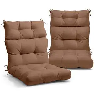 Tufted Outdoor/Indoor High Back Patio Chair Cushions, 2 Pack, 46'' x 22'', Mocha Tufted Outdoor/Indoor High Back Patio Chair Cushions, 2 Pack, 46'' x 22'', Mocha