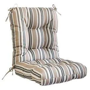 Tufted Outdoor/Indoor Seat/Back Chair Cushion, 1 Pack, 42'' x 21'', Beige Stripe Tufted Outdoor/Indoor Seat/Back Chair Cushion, 1 Pack, 42'' x 21'', Beige Stripe