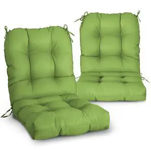 Tufted Outdoor/Indoor Seat/Back Chair Cushions, 2 Pack, 42'' x 21'', Green Tufted Outdoor/Indoor Seat/Back Chair Cushions, 2 Pack, 42'' x 21'', Green