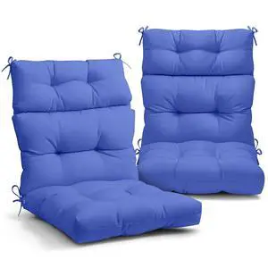 Tufted Outdoor/Indoor High Back Patio Chair Cushions, 2 Pack, 46'' x 22'', Ocean Blue Tufted Outdoor/Indoor High Back Patio Chair Cushions, 2 Pack, 46'' x 22'', Ocean Blue