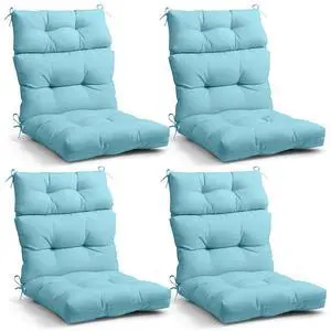 Tufted Outdoor/Indoor High Back Patio Chair Cushions, 4 Pack, 46'' x 22'', Aqua Blue Tufted Outdoor/Indoor High Back Patio Chair Cushions, 4 Pack, 46'' x 22'', Aqua Blue