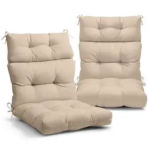 Tufted Outdoor/Indoor High Back Patio Chair Cushions, 2 Pack, 46'' x 22'', Beige Tufted Outdoor/Indoor High Back Patio Chair Cushions, 2 Pack, 46'' x 22'', Beige