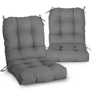 Tufted Outdoor/Indoor Seat/Back Chair Cushions, 2 Pack, 42'' x 21'', Gray Tufted Outdoor/Indoor Seat/Back Chair Cushions, 2 Pack, 42'' x 21'', Gray