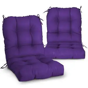 Tufted Outdoor/Indoor Seat/Back Chair Cushions, 2 Pack, 42'' x 21'', Purple Tufted Outdoor/Indoor Seat/Back Chair Cushions, 2 Pack, 42'' x 21'', Purple