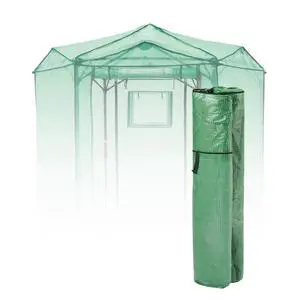 Replacement Cover for 6.6x6.6 ft Hexagon Pop up Greenhouse, Front and Rear Roll-Up Zipper Entry Doors and 2 Roll-Up Side Windows (Frame Not Included), Green Replacement Cover for 6.6x6.6 ft Hexagon Pop up Greenhouse, Front and Rear Roll-Up Zipper Entry Doors and 2 Roll-Up Side Windows (Frame Not Included), Green