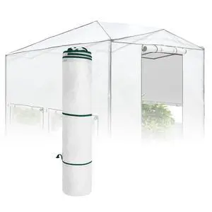 Woven Replacement Cover for 12x8 Portable Walk-in Pop up Greenhouse, Front and Rear Roll-Up Zipper Entry Doors and 4 Roll-Up Side Windows (Frame Not Included), White Woven Replacement Cover for 12x8 Portable Walk-in Pop up Greenhouse, Front and Rear Roll-Up Zipper Entry Doors and 4 Roll-Up Side Windows (Frame Not Included), White