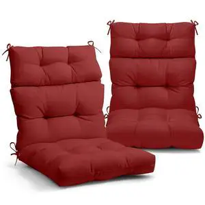 Tufted Outdoor/Indoor High Back Patio Chair Cushions, 2 Pack, 46'' x 22'', Red Tufted Outdoor/Indoor High Back Patio Chair Cushions, 2 Pack, 46'' x 22'', Red