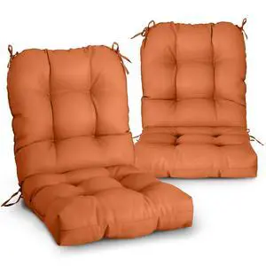 Tufted Outdoor/Indoor Seat/Back Chair Cushions, 2 Pack, 42'' x 21'', Burnt Orange Tufted Outdoor/Indoor Seat/Back Chair Cushions, 2 Pack, 42'' x 21'', Burnt Orange
