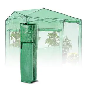 Replacement Cover for 8x6 Portable Walk-in Pop up Greenhouse, Front Roll-Up Zipper Entry Door and 2 Large Roll-Up Side Windows (Frame Not Included), Green Replacement Cover for 8x6 Portable Walk-in Pop up Greenhouse, Front Roll-Up Zipper Entry Door and 2 Large Roll-Up Side Windows (Frame Not Included), Green