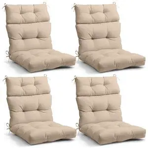 Tufted Outdoor/Indoor High Back Patio Chair Cushions, 4 Pack, 46'' x 22'', Beige Tufted Outdoor/Indoor High Back Patio Chair Cushions, 4 Pack, 46'' x 22'', Beige