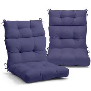Tufted Outdoor/Indoor High Back Patio Chair Cushions, 2 Pack, 46'' x 22'', Navy Blue Tufted Outdoor/Indoor High Back Patio Chair Cushions, 2 Pack, 46'' x 22'', Navy Blue