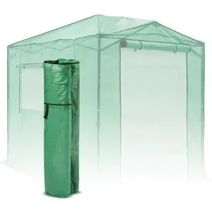 Replacement Cover for 8x6 Portable Pop up Greenhouse, Dual Roll-up Zipper PE Door & Upgraded Screen Mesh Door and 2 Roll-Up Side Windows (Frame Not Included), Green Replacement Cover for 8x6 Portable Pop up Greenhouse, Dual Roll-up Zipper PE Door & Upgraded Screen Mesh Door and 2 Roll-Up Side Windows (Frame Not Included), Green
