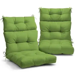 Tufted Outdoor/Indoor High Back Patio Chair Cushions, Set of 2, Green Tufted Outdoor/Indoor High Back Patio Chair Cushions, Set of 2, Green