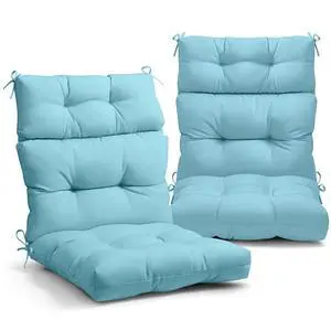 Tufted Outdoor/Indoor High Back Patio Chair Cushions, 2 Pack, 46'' x 22'', Aqua Blue Tufted Outdoor/Indoor High Back Patio Chair Cushions, 2 Pack, 46'' x 22'', Aqua Blue