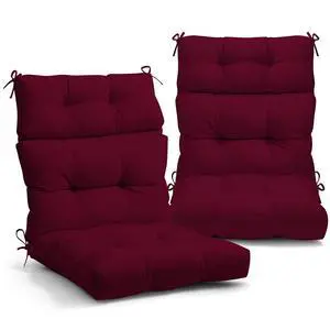 Tufted Outdoor/Indoor High Back Patio Chair Cushions, 2 Pack, 46'' x 22'', Red Purple Tufted Outdoor/Indoor High Back Patio Chair Cushions, 2 Pack, 46'' x 22'', Red Purple