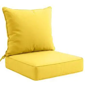 Outdoor Deep Seat Patio Seat Cushion Set, 25 x 25 x 5 inch, 2-Piece Back Chair Cushion, 1 Pack, Yellow Outdoor Deep Seat Patio Seat Cushion Set, 25 x 25 x 5 inch, 2-Piece Back Chair Cushion, 1 Pack, Yellow