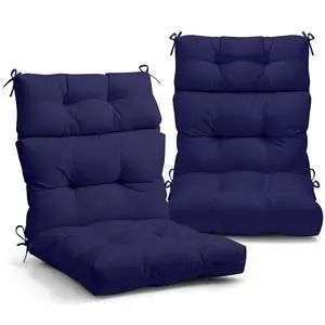 Tufted Outdoor/Indoor High Back Patio Chair Cushions, 2 Pack, 46'' x 22'', Dark Blue Tufted Outdoor/Indoor High Back Patio Chair Cushions, 2 Pack, 46'' x 22'', Dark Blue