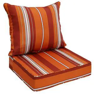 Outdoor Deep Seat Patio Seat Cushion Set, 25 x 25 x 5 inch, 2-Piece Back Chair Cushion, 1 Pack, Red Stripe Outdoor Deep Seat Patio Seat Cushion Set, 25 x 25 x 5 inch, 2-Piece Back Chair Cushion, 1 Pack, Red Stripe