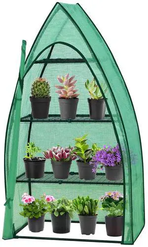 4-Tier Mini Greenhouse Portable Green House with Shelves & Weather-Resistant PE Cover, Small Greenhouse for Seedlings & Gardening Gifts, 35x18x63 in, Clear/Green 4-Tier Mini Greenhouse Portable Green House with Shelves & Weather-Resistant PE Cover, Small Greenhouse for Seedlings & Gardening Gifts, 35x18x63 in, Clear/Green