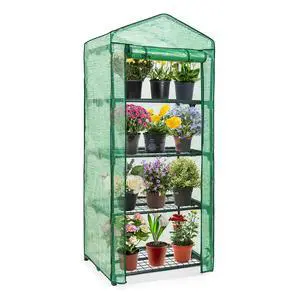 4-Tier Mini Greenhouse Portable Green House with Shelves & Weather-Resistant PE Cover, Small Greenhouse for Seedlings & Gardening Gifts, 27x19x64 in, Clear/Green 4-Tier Mini Greenhouse Portable Green House with Shelves & Weather-Resistant PE Cover, Small Greenhouse for Seedlings & Gardening Gifts, 27x19x64 in, Clear/Green