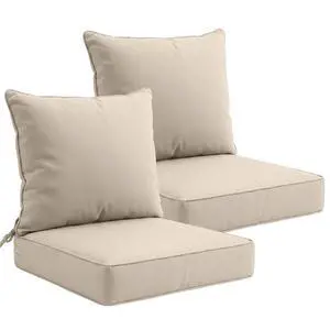Outdoor Deep Seat Patio Seat Cushion Set, 24 x 24 x 5 inch, 2-Piece Back Chair Cushion, 2 Pack, Beige Outdoor Deep Seat Patio Seat Cushion Set, 24 x 24 x 5 inch, 2-Piece Back Chair Cushion, 2 Pack, Beige