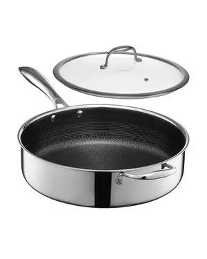 HexClad 5.5 Quart Hybrid Nonstick Deep Sauté Frying Pan with Lid, Dishwasher and Oven-Safe, Induction Ready, Compatible with All Cooktops HexClad 5.5 Quart Hybrid Nonstick Deep Sauté Frying Pan with Lid, Dishwasher and Oven-Safe, Induction Ready, Compatible with All Cooktops