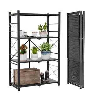 4-Tier Foldable Greenhouse Shelf, Heavy Duty Metal Storage Rack, No Assembly Steel Shelving Unit, Plant Stand for Greenhouse and Multi-Use Storage, 28x14.6x44.7, 520 lbs, 1 Pack, Black 4-Tier Foldable Greenhouse Shelf, Heavy Duty Metal Storage Rack, No Assembly Steel Shelving Unit, Plant Stand for Greenhouse and Multi-Use Storage, 28x14.6x44.7, 520 lbs, 1 Pack, Black