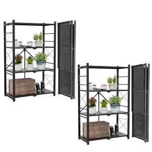 4-Tier Foldable Greenhouse Shelf, Heavy Duty Metal Storage Rack, No Assembly Steel Shelving Unit, Plant Stand for Greenhouse and Multi-Use Storage, 28x14.6x44.7, 520 lbs, 2 Pack, Black 4-Tier Foldable Greenhouse Shelf, Heavy Duty Metal Storage Rack, No Assembly Steel Shelving Unit, Plant Stand for Greenhouse and Multi-Use Storage, 28x14.6x44.7, 520 lbs, 2 Pack, Black